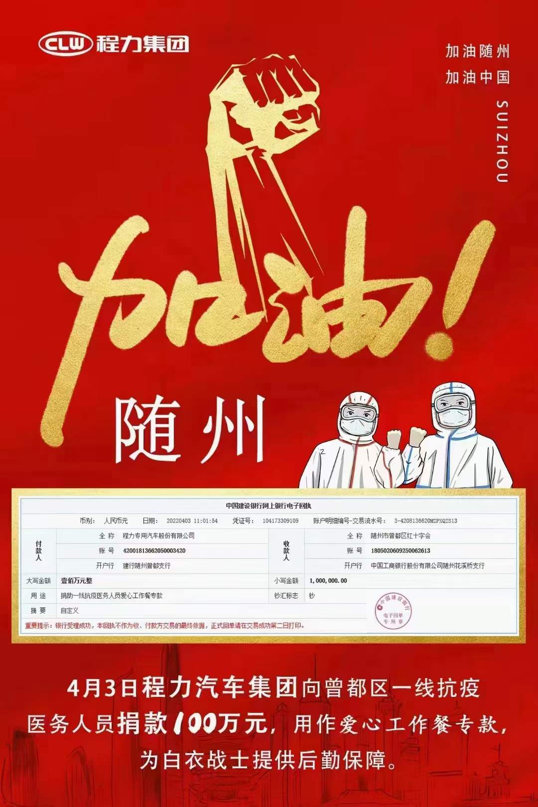 程力汽車集團(tuán)捐贈(zèng)百萬愛心工作餐專款助力疫情防控彰顯社會(huì)擔(dān)當(dāng)